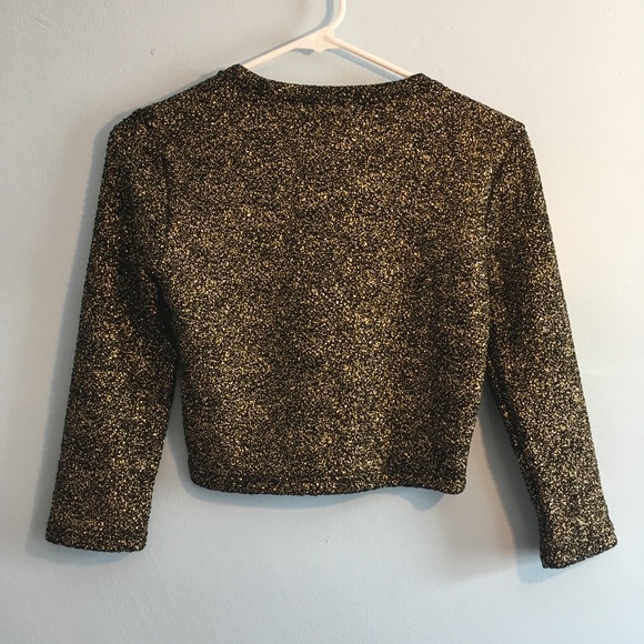 💕Black w Gold Shimmer Crop Top by Forever 21 - Picture 4 of 8